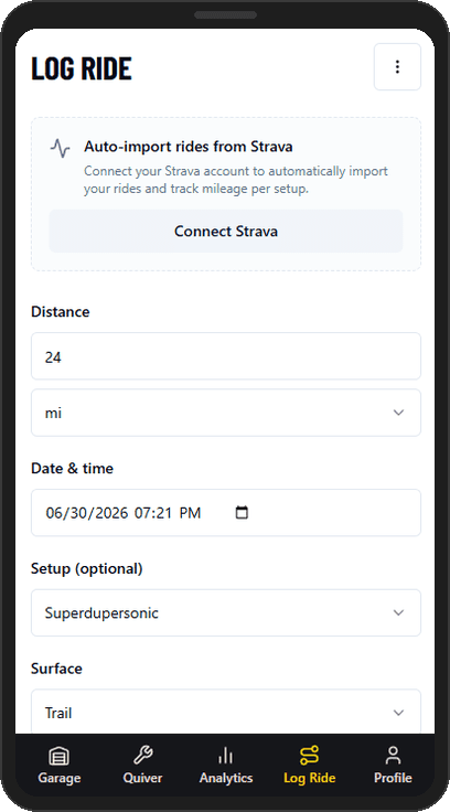 Log Ride — entry form